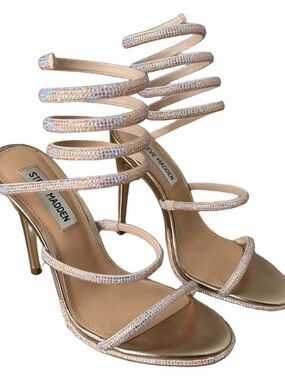Steve Madden Iridescent Nude Spiral-Strap Stiletto Heels